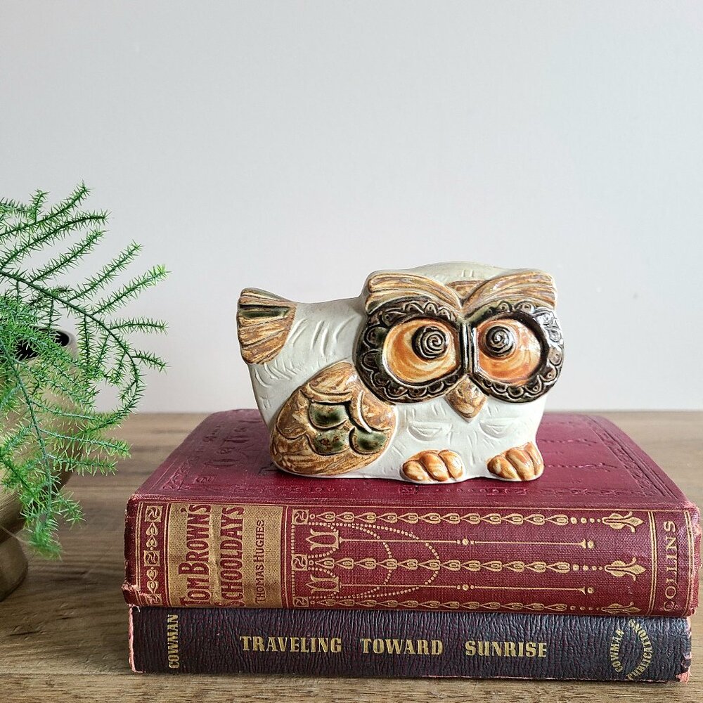 Vintage ceramic owl piggy bank. Japan.